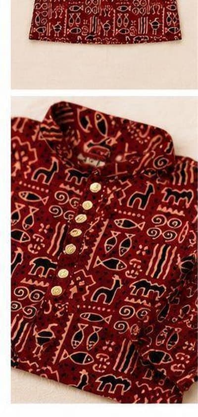 Maroon tribal kurta dhoti set dhoti border detail