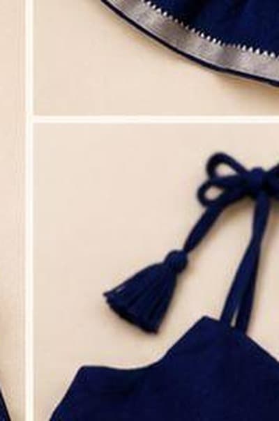 Navy blue tiered tassel dress tassel tie detail