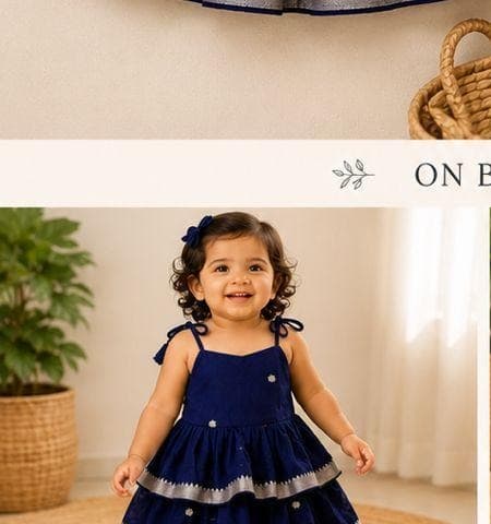 Navy blue tiered tassel dress front view