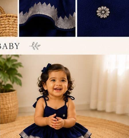 Navy blue tiered tassel dress side view