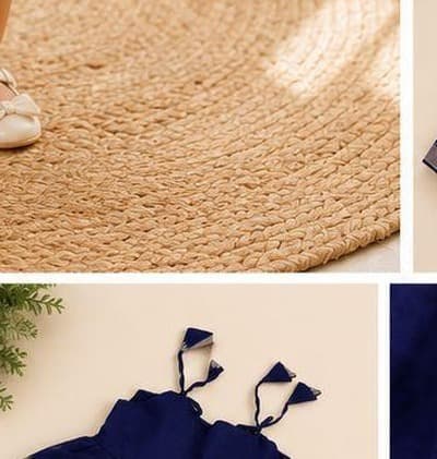 Navy blue tiered tassel dress alternate trim detail