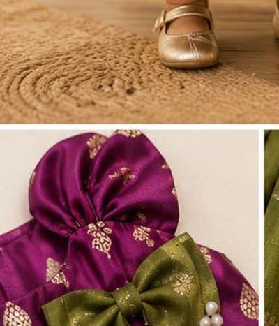 Purple brocade olive skirt set brocade detail